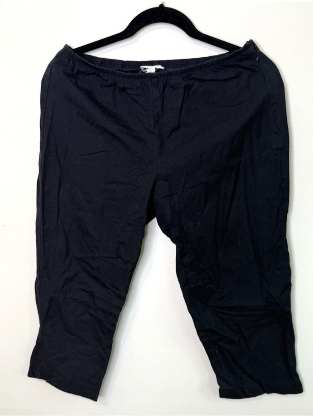 Eileen Fisher Pants Cropped Capris Cotton Black Pull On Minimalist